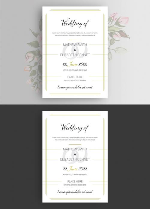 Wedding Invitation Layout with Gold Lines - 274095456