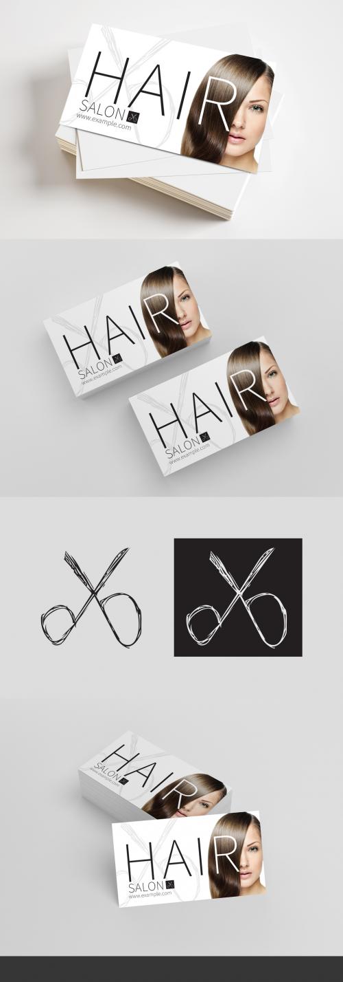 Business Card Layout for Hair Salon with Scissors Logo - 274097213