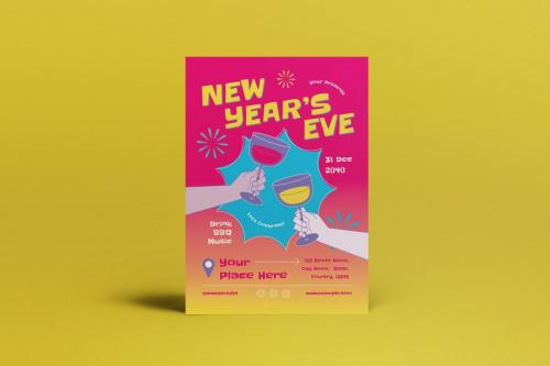 Pink Gradient New Year's Eve Flyer Set