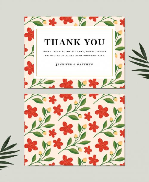 Illustrative Floral Thank You Card Layout - 274273693