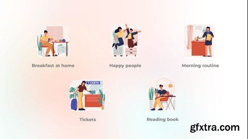 Videohive Happy People - Flat Concept of Smiling People 49280636