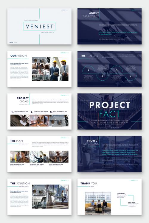 Minimalist Proposal Layout with Blue Elements - 274489142