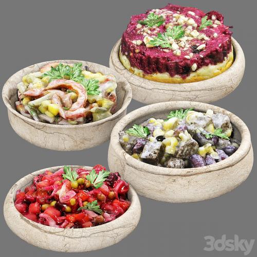 set of vegetable salads