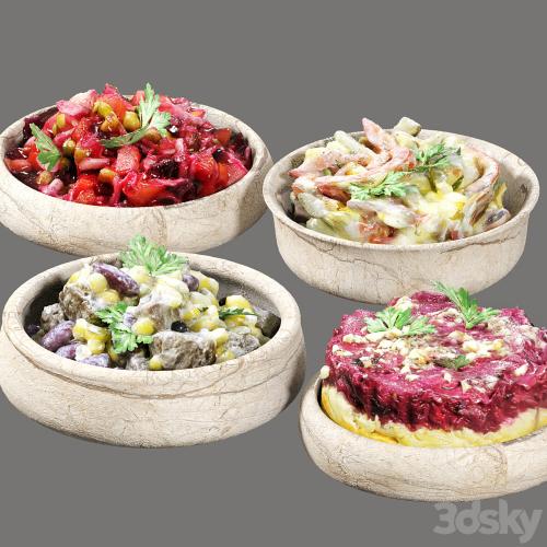 set of vegetable salads