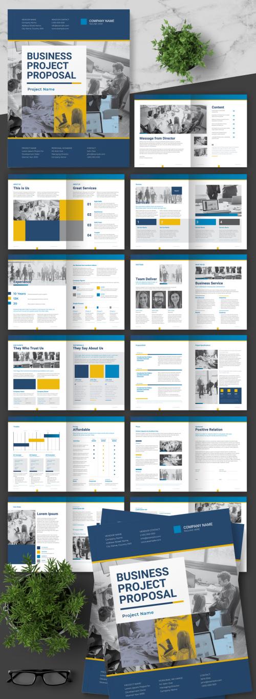 Business Project Proposal Layout with Blue Accents - 274936254