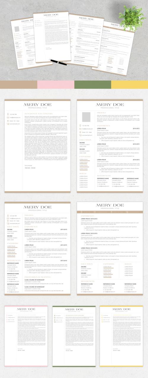 Resume with Colorful Header and Footer Accents - 274957482