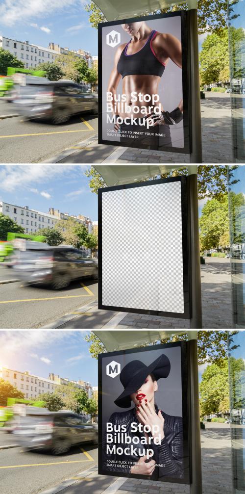 Vertical Advertisement in Bus Stop Mockup - 275307804