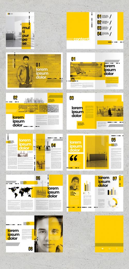 Brochure Layout with Yellow Accents - 275348377