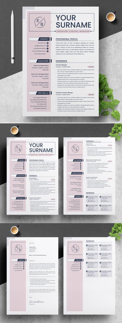 Resume Layout with Pink Elements - 275359030