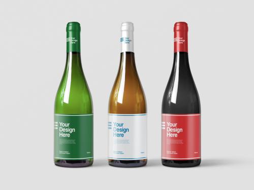 3 Wine Bottles Packaging Design Mockup - 277539722