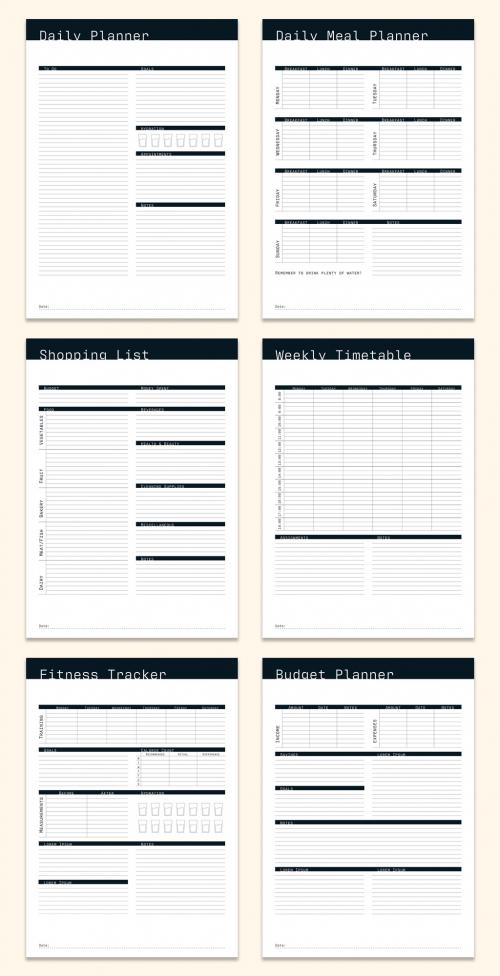 Black and White Weekly Planner Layout - 277603011