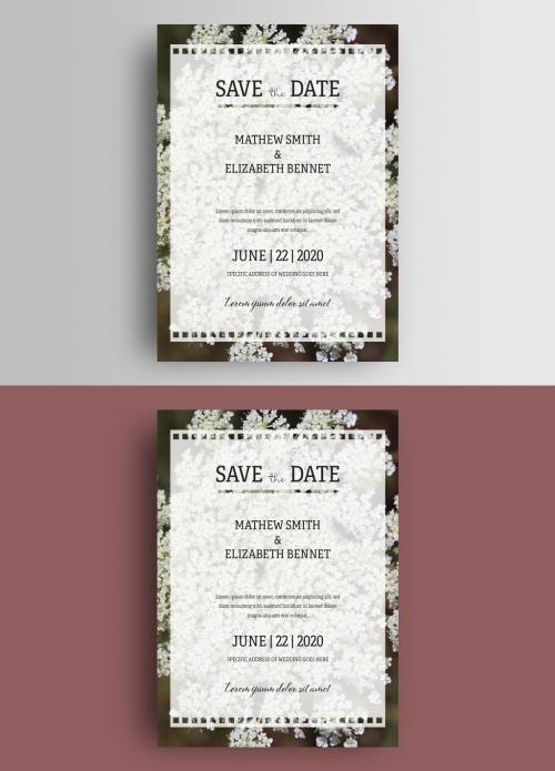 Wedding Invitation Layout with Photo of Flowers - 277725526