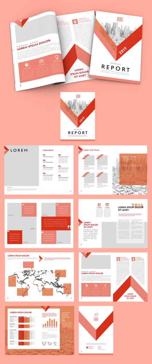 Annual Report Layout with Red Accents - 277762381