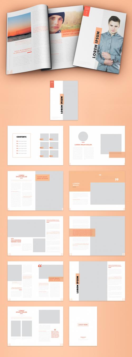 Magazine Layout with Orange Accents - 277762471