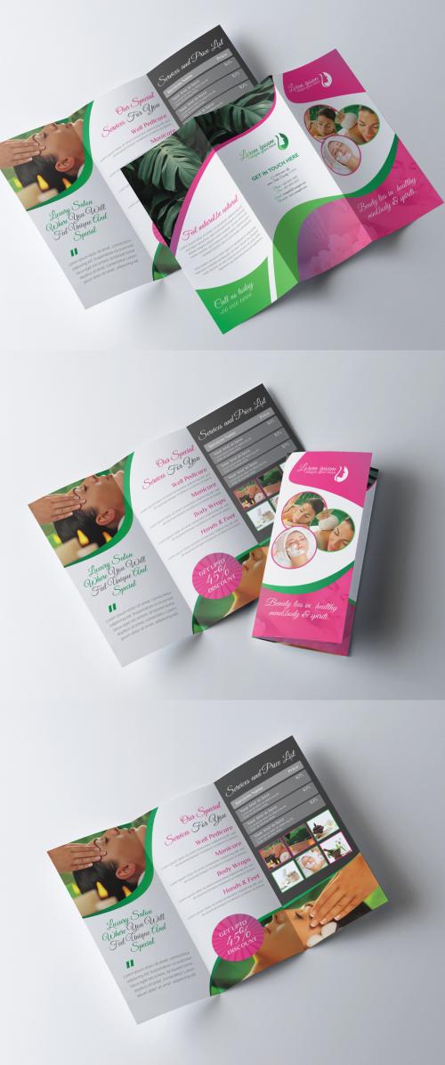 Beauty Spa Trifold Brochure Layout  - 277926645