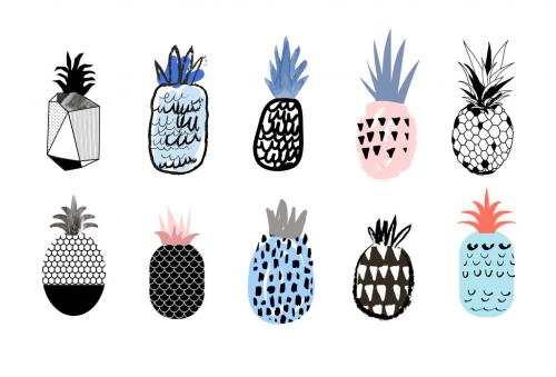 Set of Hand Drawn Pineapples - 277939812