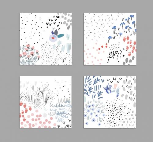 Set of Hand Drawn Floral Backgrounds - 277939845
