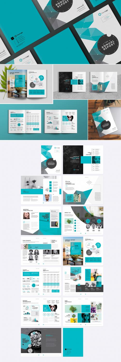 Annual Report Layout with Teal Elements - 278097276