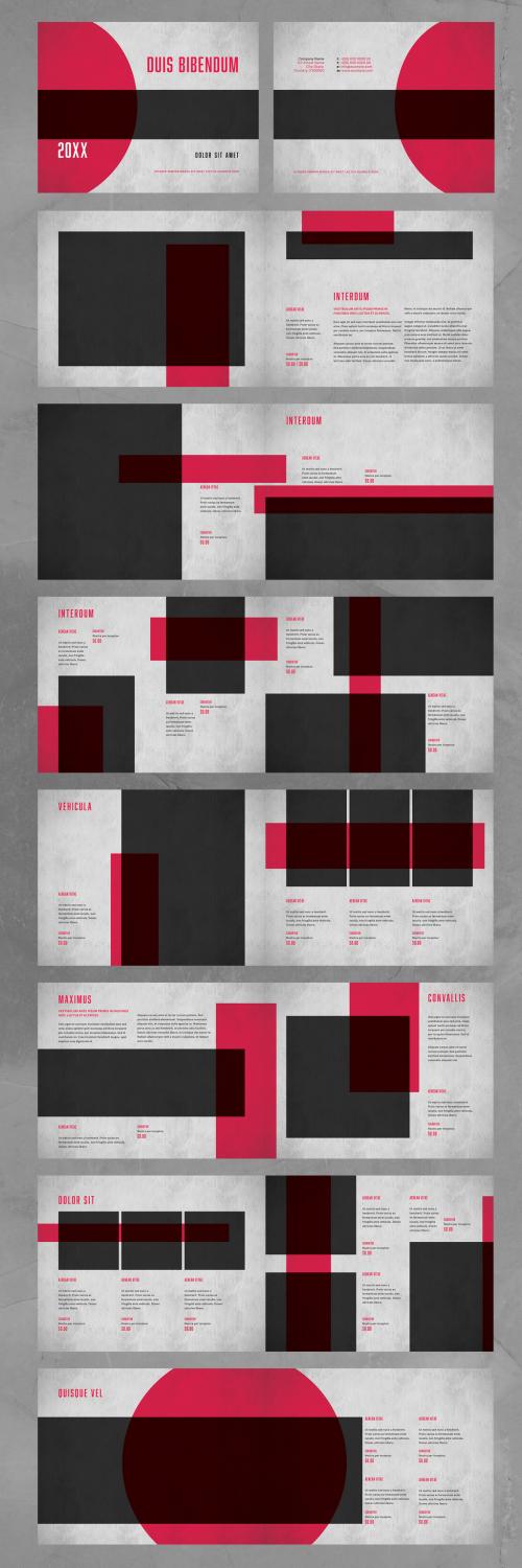 Catalog Layout with Red Accents - 278581536