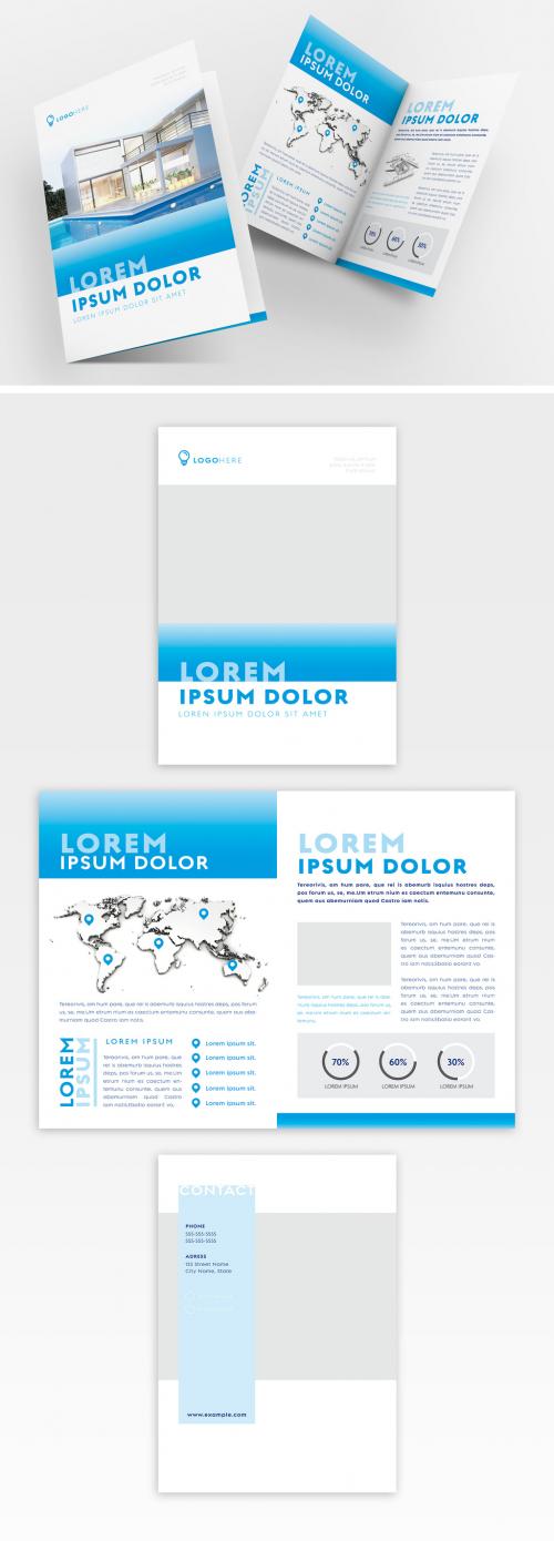 Blue Bifold Brochure Layout - 278588737