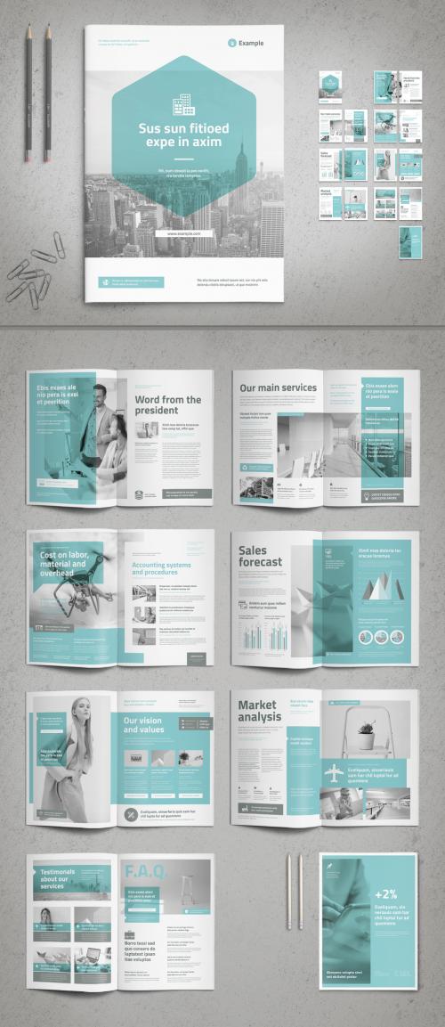 Business Brochure Layout with Light Blue Accents - 278597061