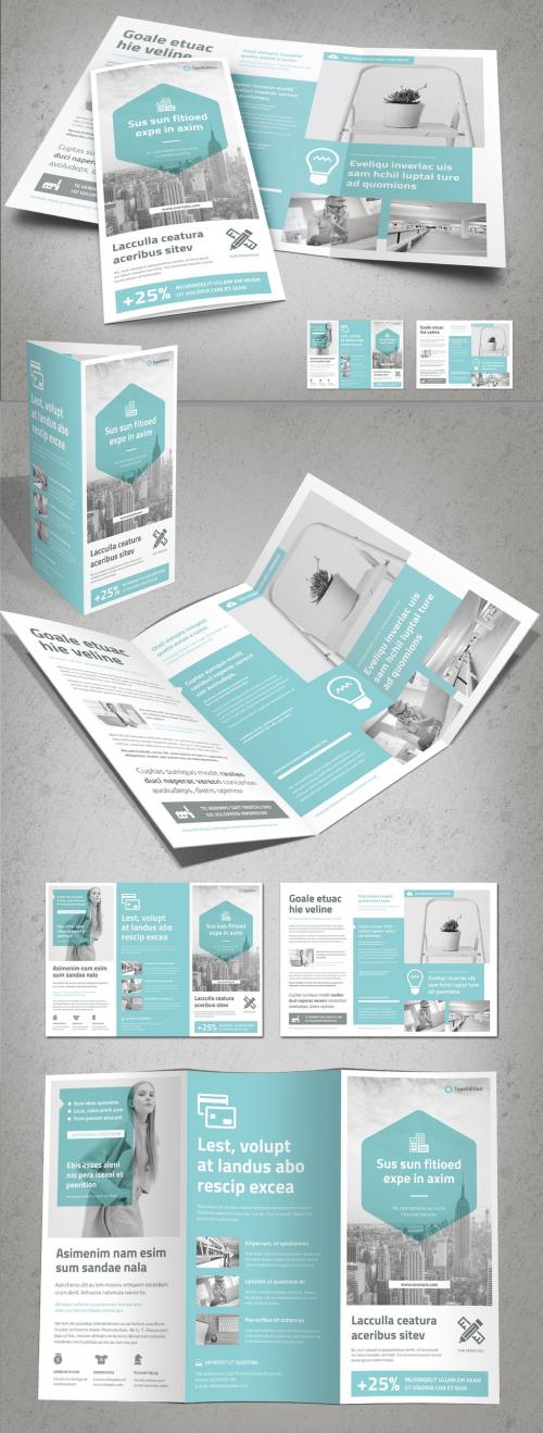 Trifold Brochure Layout with Light Blue Accents - 278598254