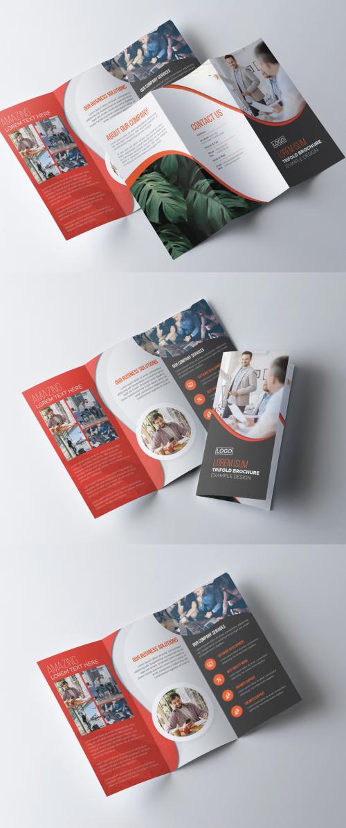 Corporate Tri-Fold Brochure Layout with Red Accents - 278613786