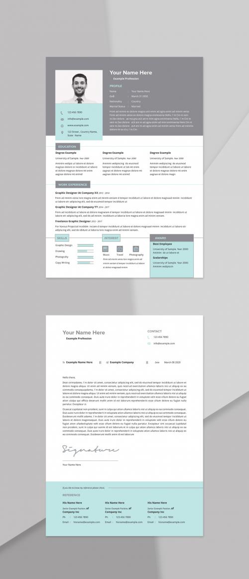 Resume Layout with Light Blue and Grey Accents - 278627835