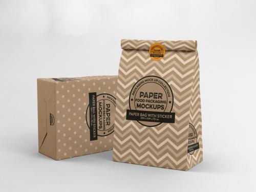 Paper Bags with Sticker Seal Mockup - 278991967