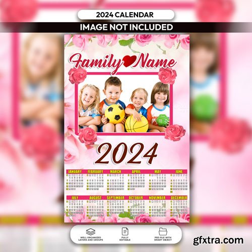 PSD kids calendar 2024 layout template » GFxtra