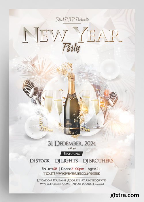 PSD 2024 new year eve luxury white glamour party event
