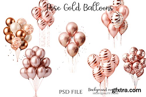 PSD Gold and pink balloons