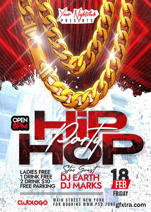 HipHop Night Club Party Flyer PSD