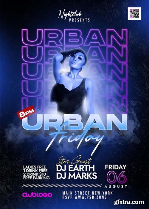 Urban Friday Party Flyer PSD Template