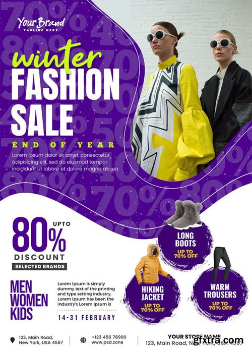 Winter Fashion Sale Flyer Design PSD