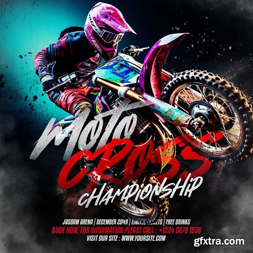 Motocross sport flyer template psd