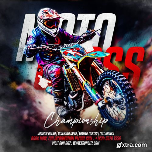 Psd motocross sport championship flyer template