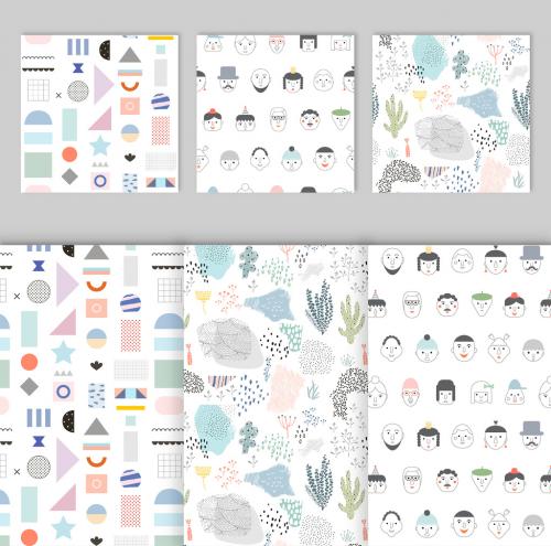 Illustrative Seamless Patterns with Natural and Geometric Elements - 279006374