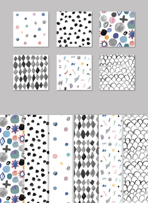 Hand Painted Abstract Seamless Patterns  - 279006503