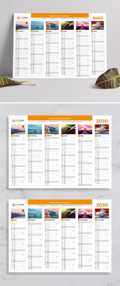 Calendar Layout with Orange Elements - 279211251