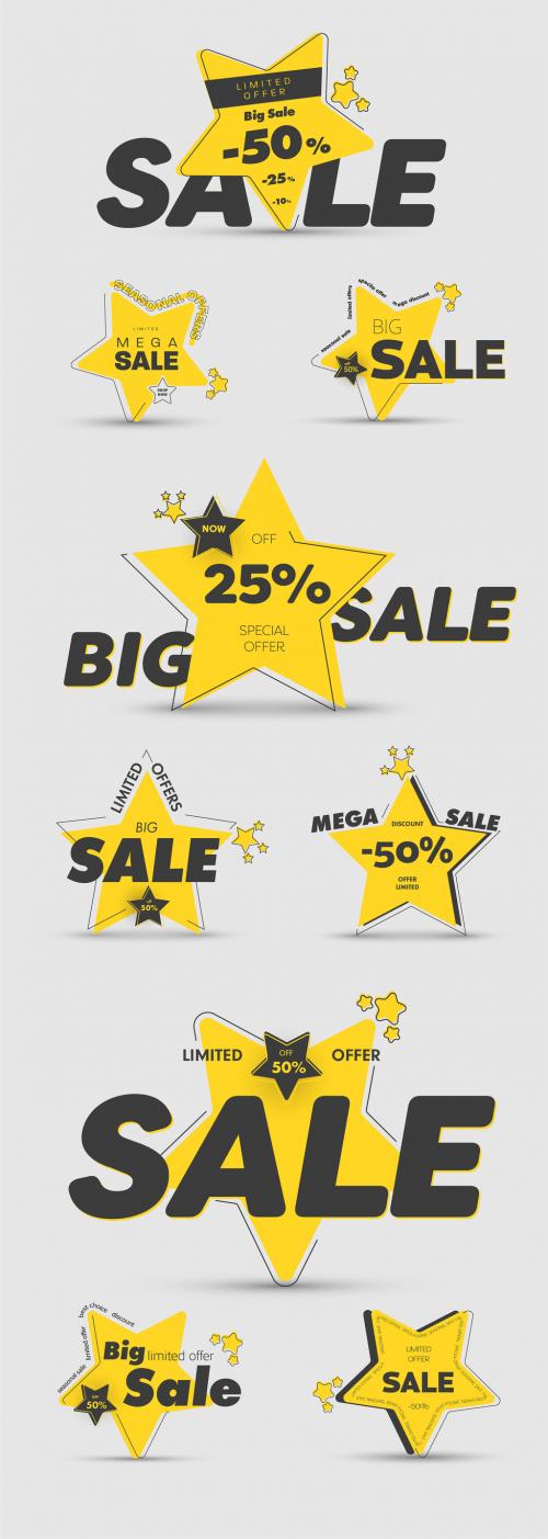 Yellow and Black Sale Icons Set - 279389836