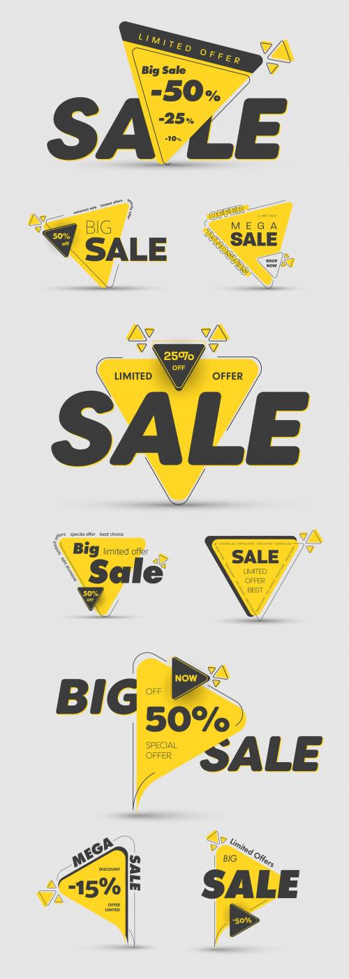 Yellow and Black Sale Icons Set - 279389979