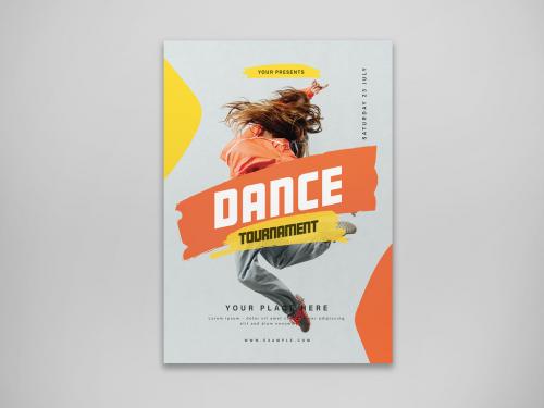 Dance Tournament Flyer Layout with Orange and Yellow Accents - 279400177