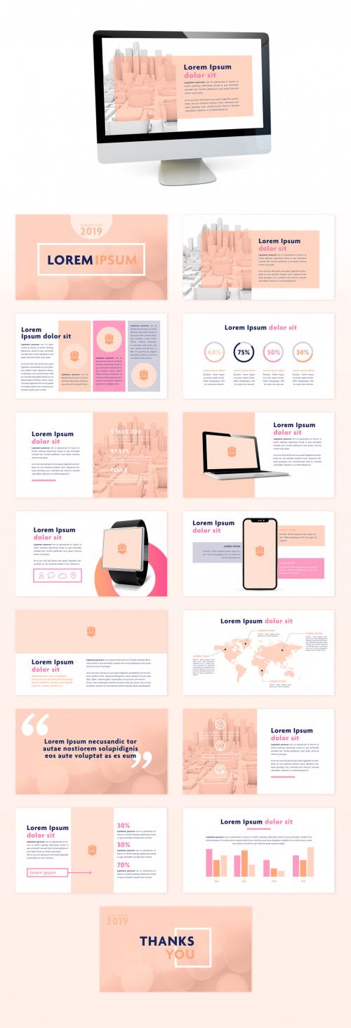 Presentation Layout with Peach Elements - 279859601
