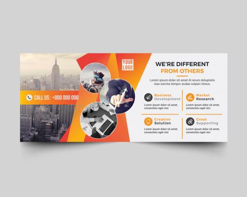 Orange Banner Layout with Circular Photo Elements - 279894798