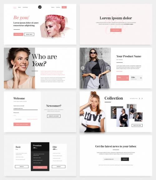 Website Layout with Pink Accents - 280080986