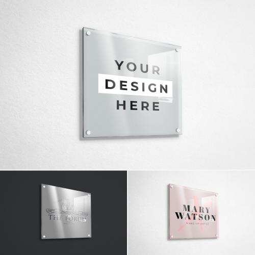 Wall Mounted Glass Sign Mockup - 280081017