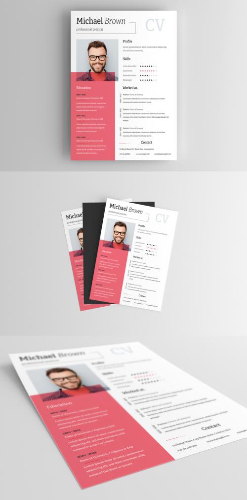 Resume Layout with Red Overlay - 280279167