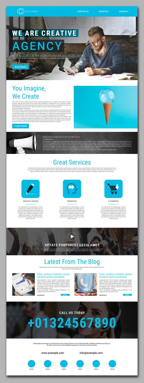 E-Newsletter Layout with Blue Accents - 280452574