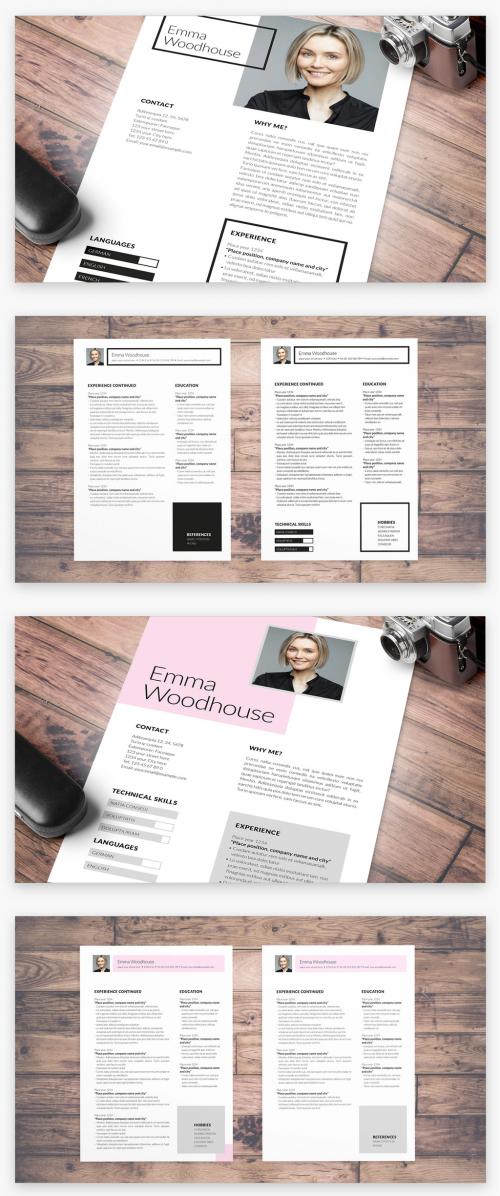 Resume Layouts with Gray and Pink Accents - 280461866